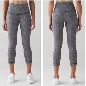Lululemon Wunder Under High Rise Crop Heathered Black 6